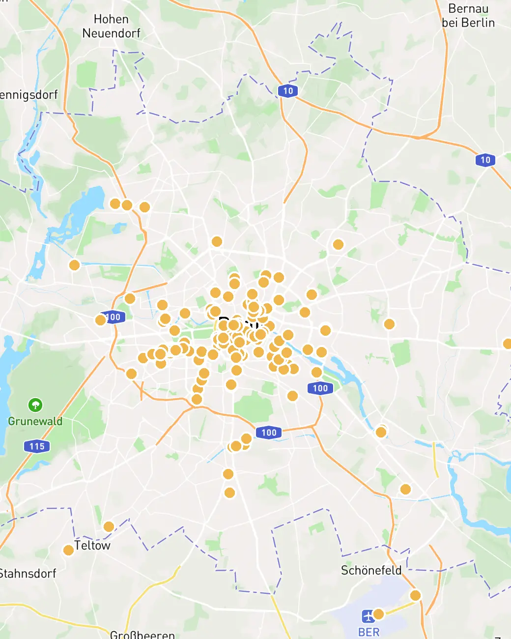 Kontorer til leje på kortet over Berlin